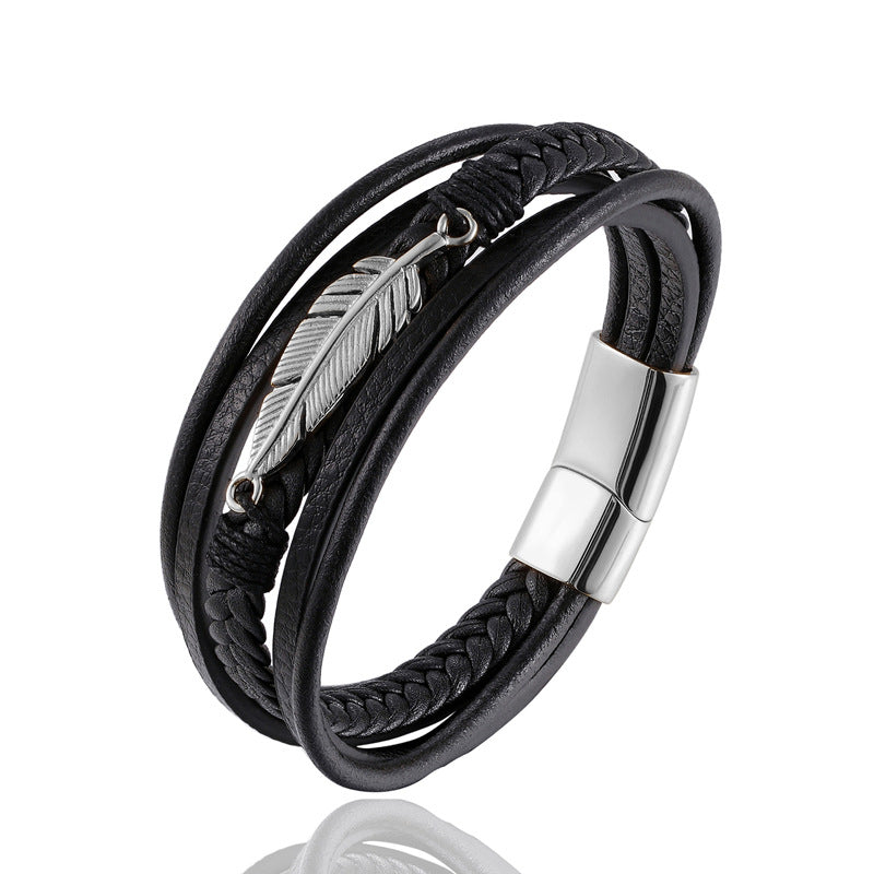 Celestial Wing Leather Bracelet