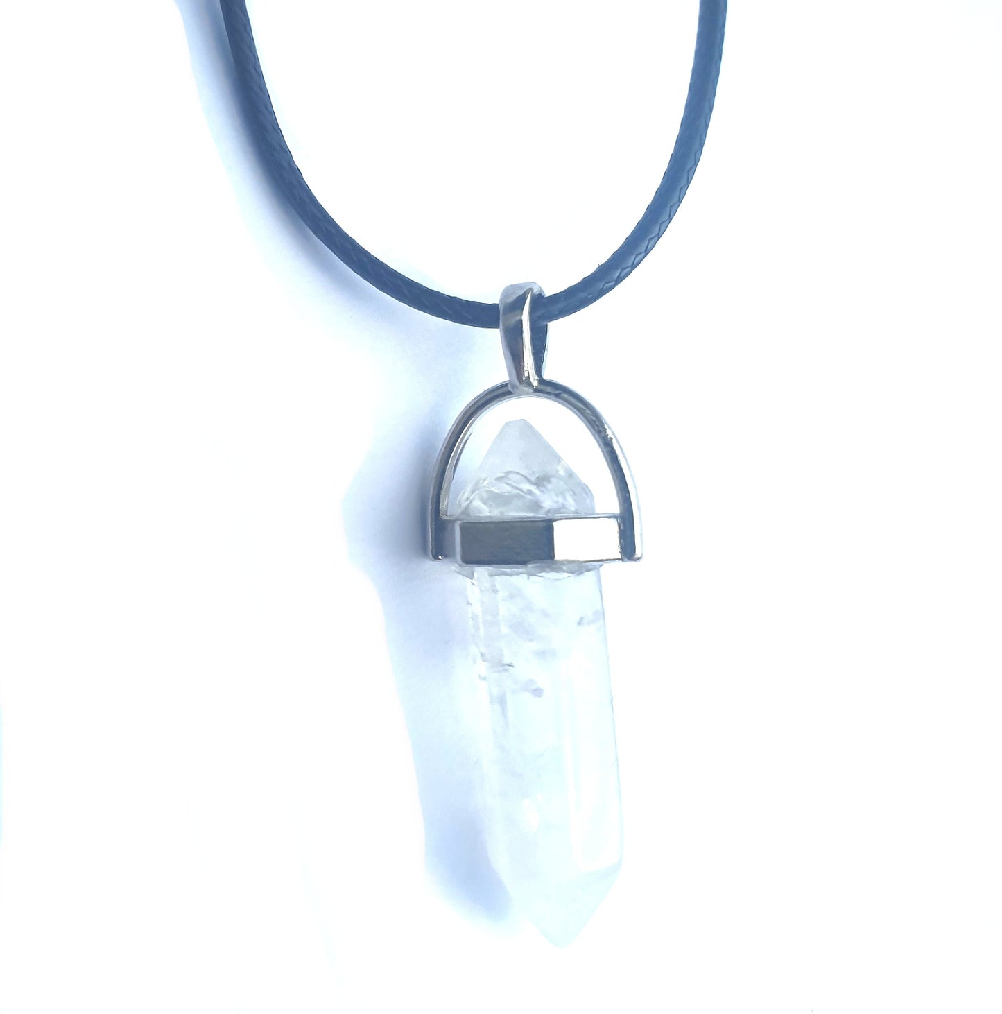 Crystal Pointed Pendant Necklace - Rock Quartz