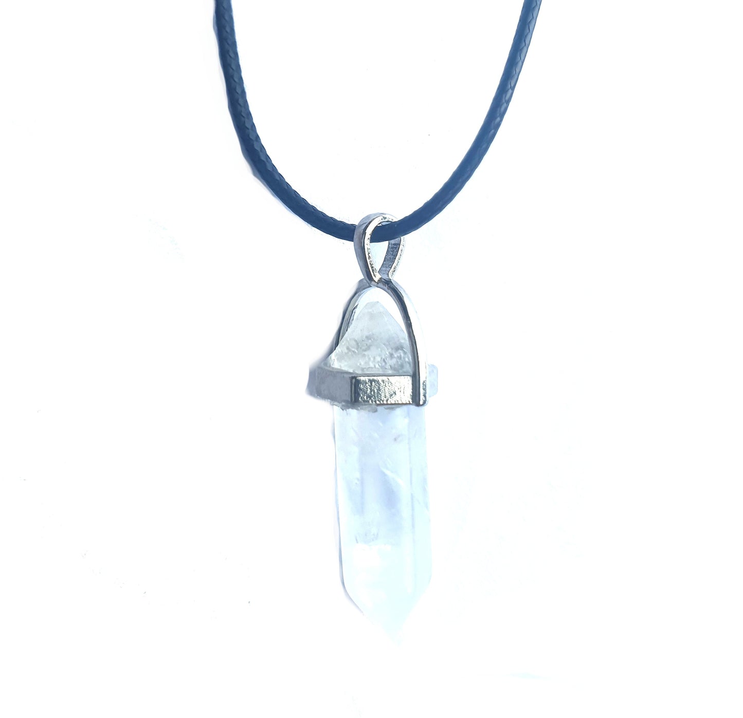 Crystal Pointed Pendant Necklace - Rock Quartz