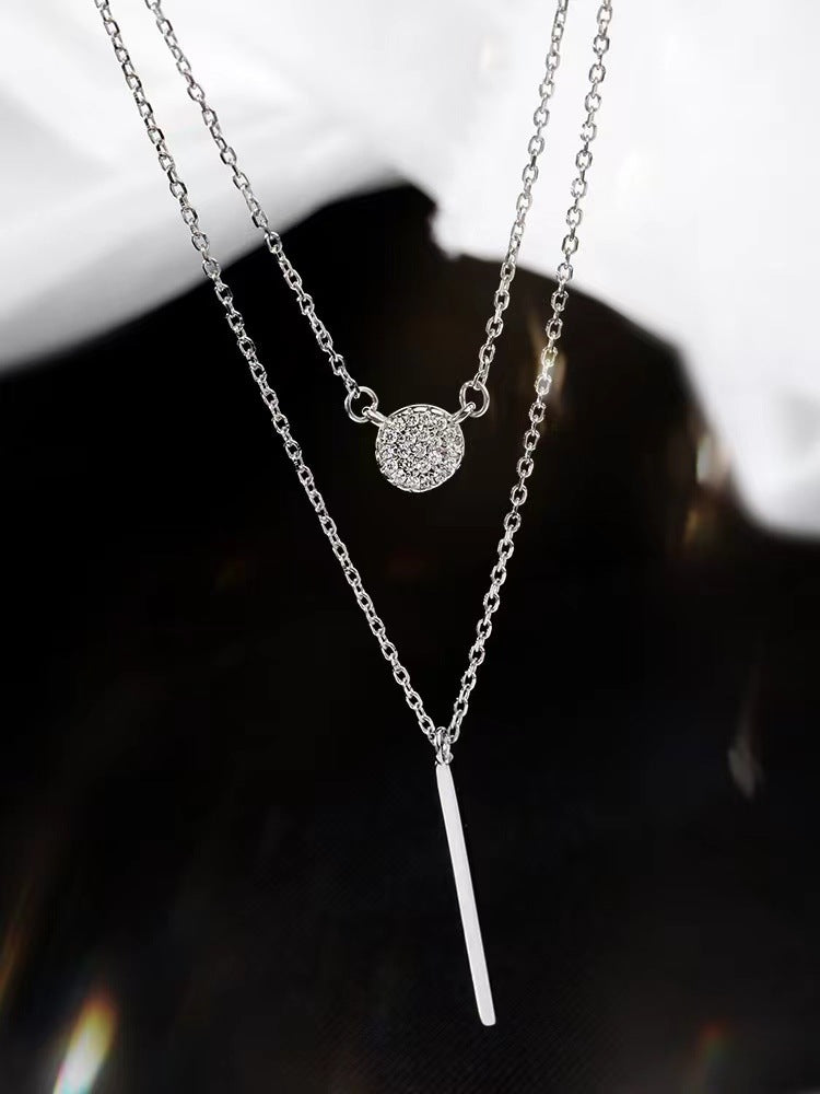 Elegant S925 Silver Dual-Chain Pendant Necklace