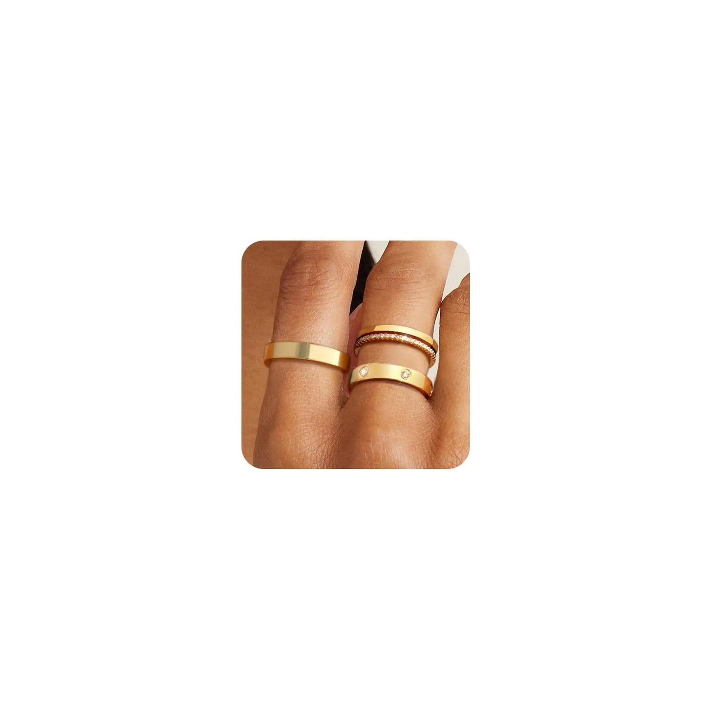 Enduring Gold Stacker Ring Set 14K Plated with Cubic Zirconia