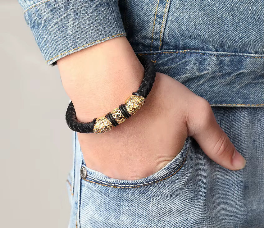 Titanium Steel Leather Men's Bracelet