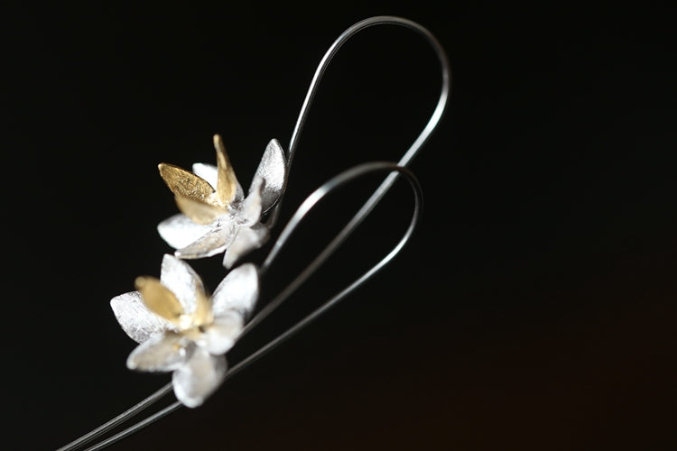 Sterling Silver Floral Charm Earrings