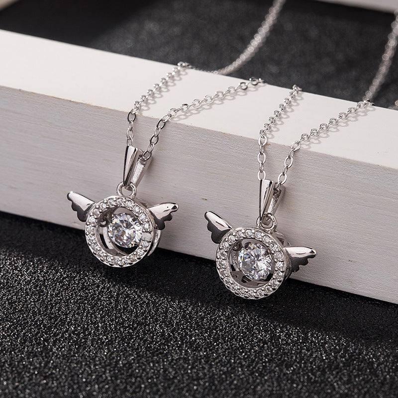 Elegant 925 Silver Angel Heartbeat Necklace