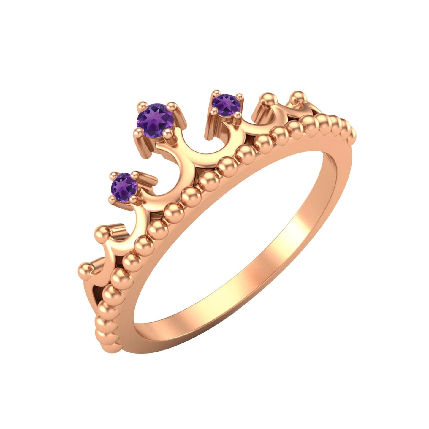 Amethyst Vintage Crown Tiara Ring – Sterling Silver - Silver Whisper