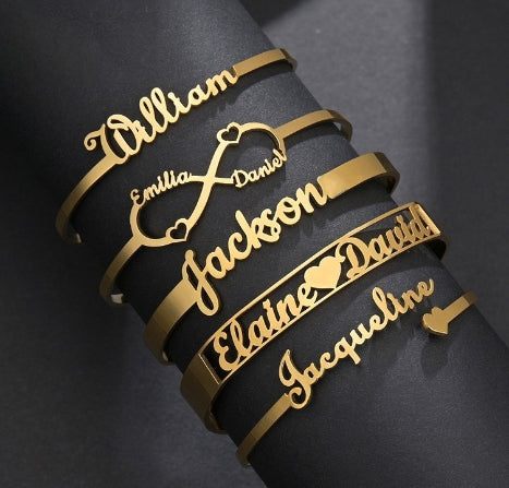 Custom Titanium Steel Alphabet Bracelet