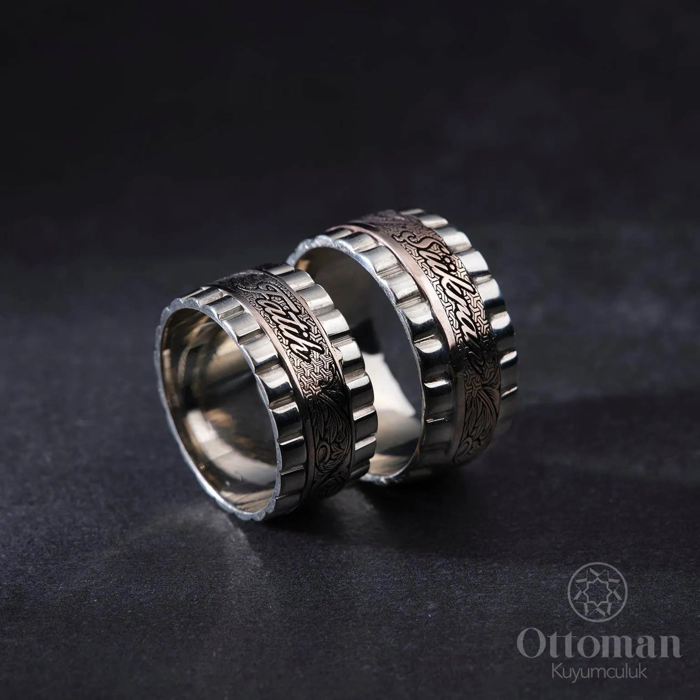 Custom Design RL Silver Wedding Ring Set - Silver Whisper