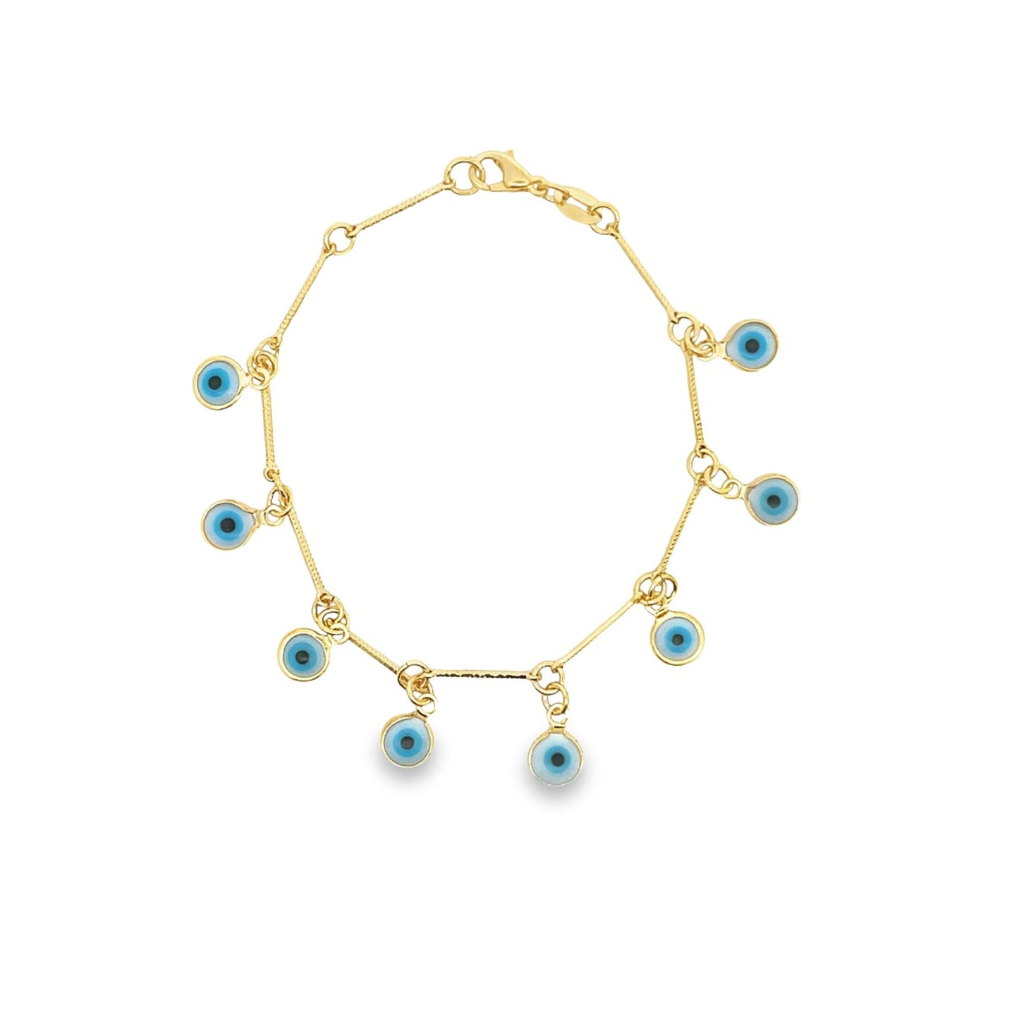DARK BLUE Evil Eye Chain Bracelet (I296) - Silver Whisper