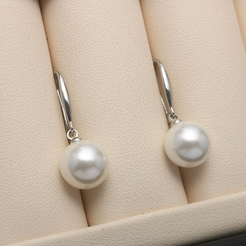 Elegant 925 Silver 10mm Pearl Earrings