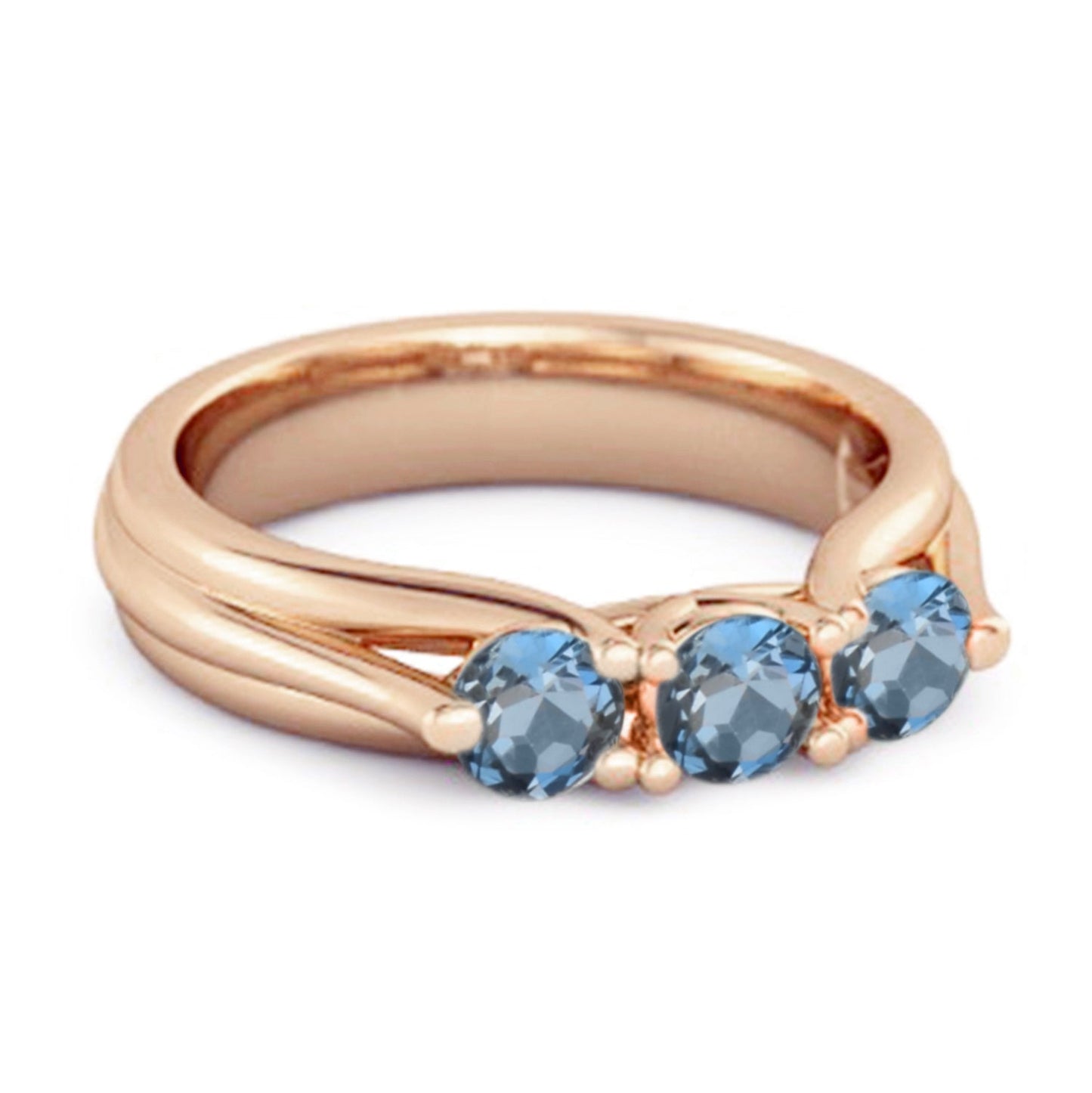 London Blue Topaz Three Stone Ring – Sterling Silver - Silver Whisper