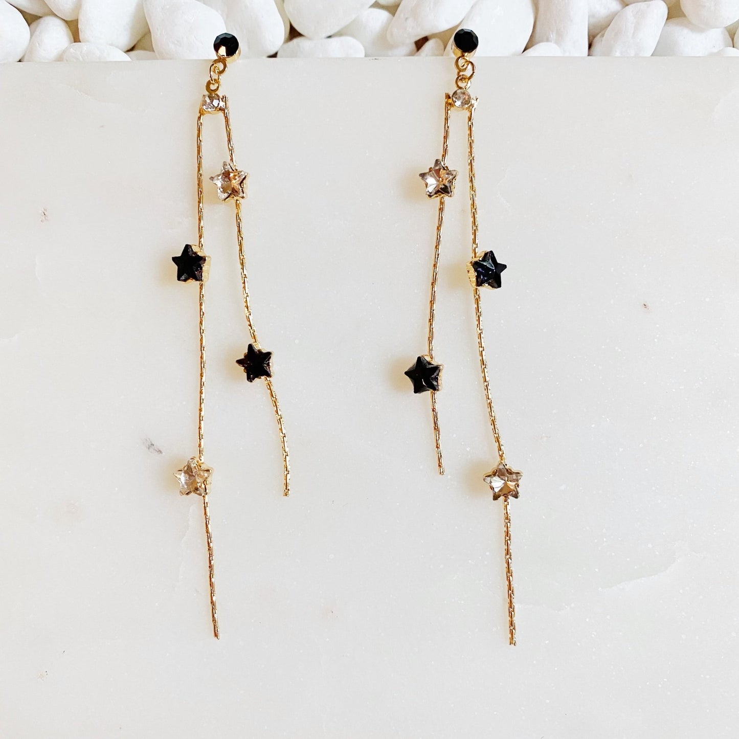 Strands of Stars Earrings - Silver Whisper