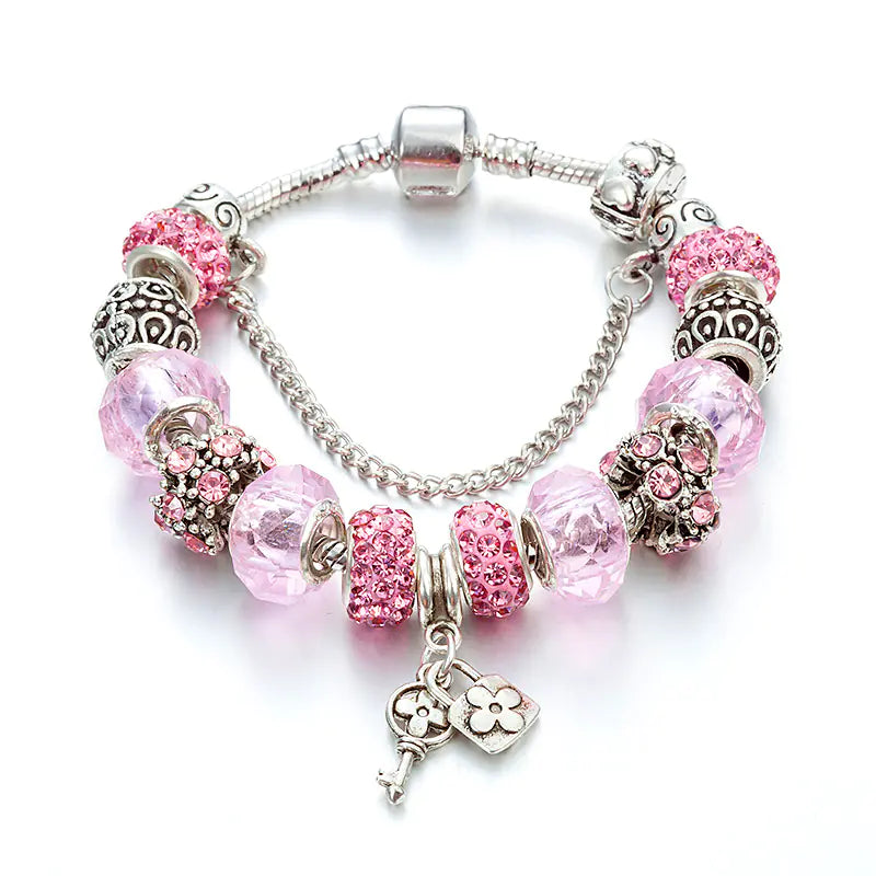 Chic Glass Bead  Bracelet Kit - Key Pendant (Wholesale)