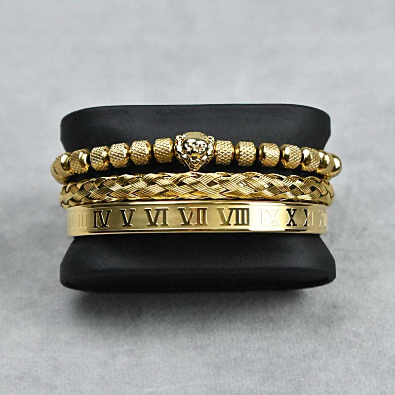Lion's Pride Titanium Steel Bracelet Set