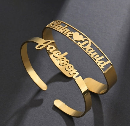 Custom Titanium Steel Alphabet Bracelet