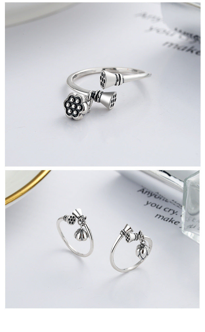 Elegant S925 Lotus Art Ring