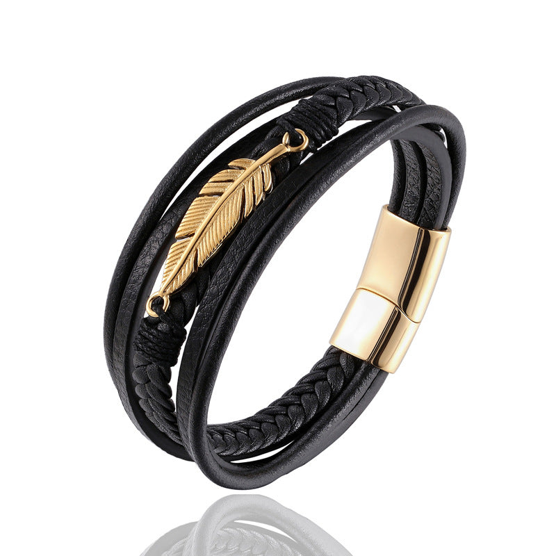 Celestial Wing Leather Bracelet