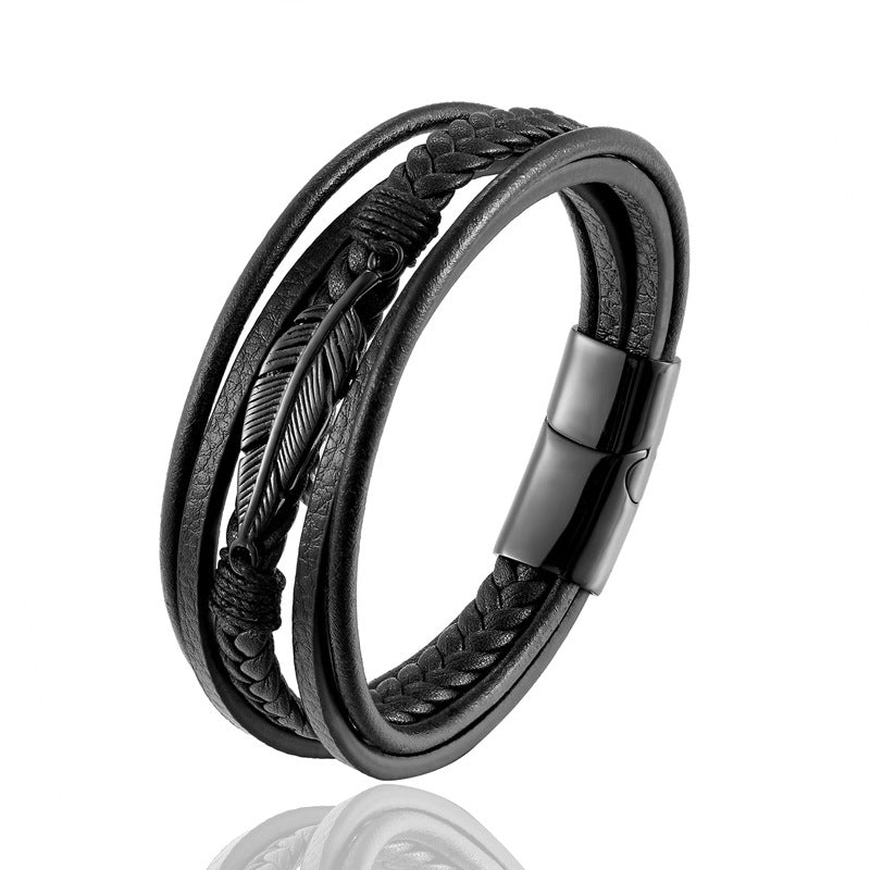 Celestial Wing Leather Bracelet