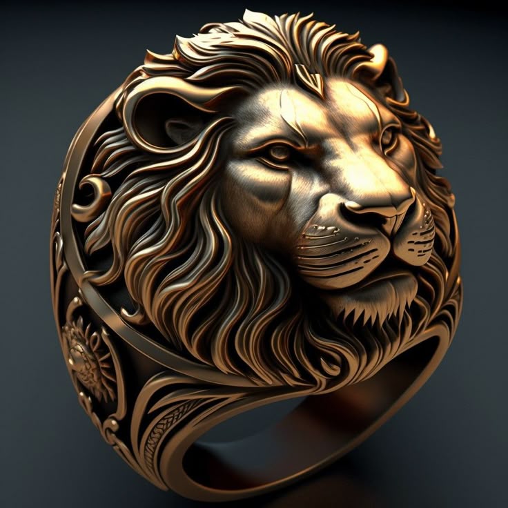 14 - carat gold ring with a specially designed lion motif - Silver Whisper
