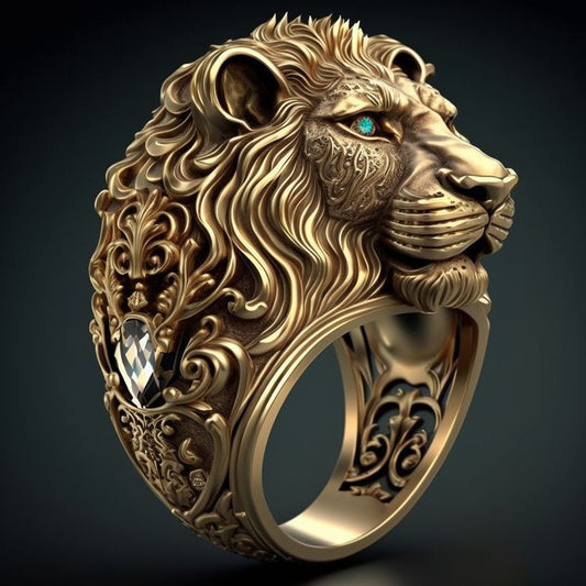 14 - carat gold ring with a specially designed lion motif - Silver Whisper