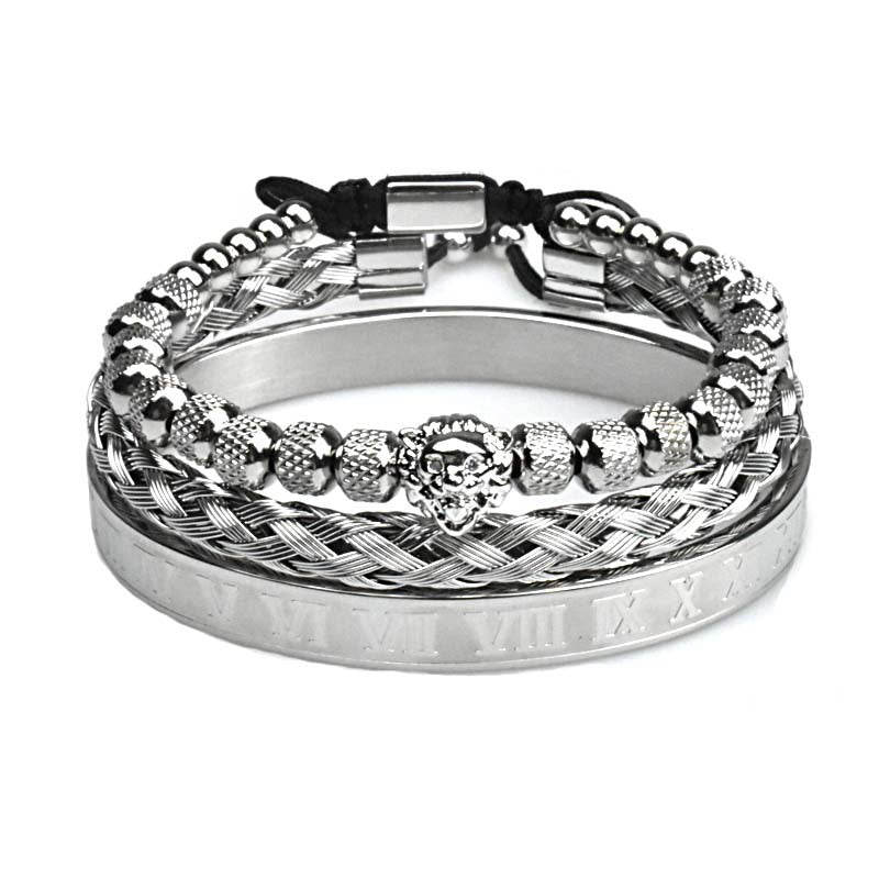 Lion's Pride Titanium Steel Bracelet Set