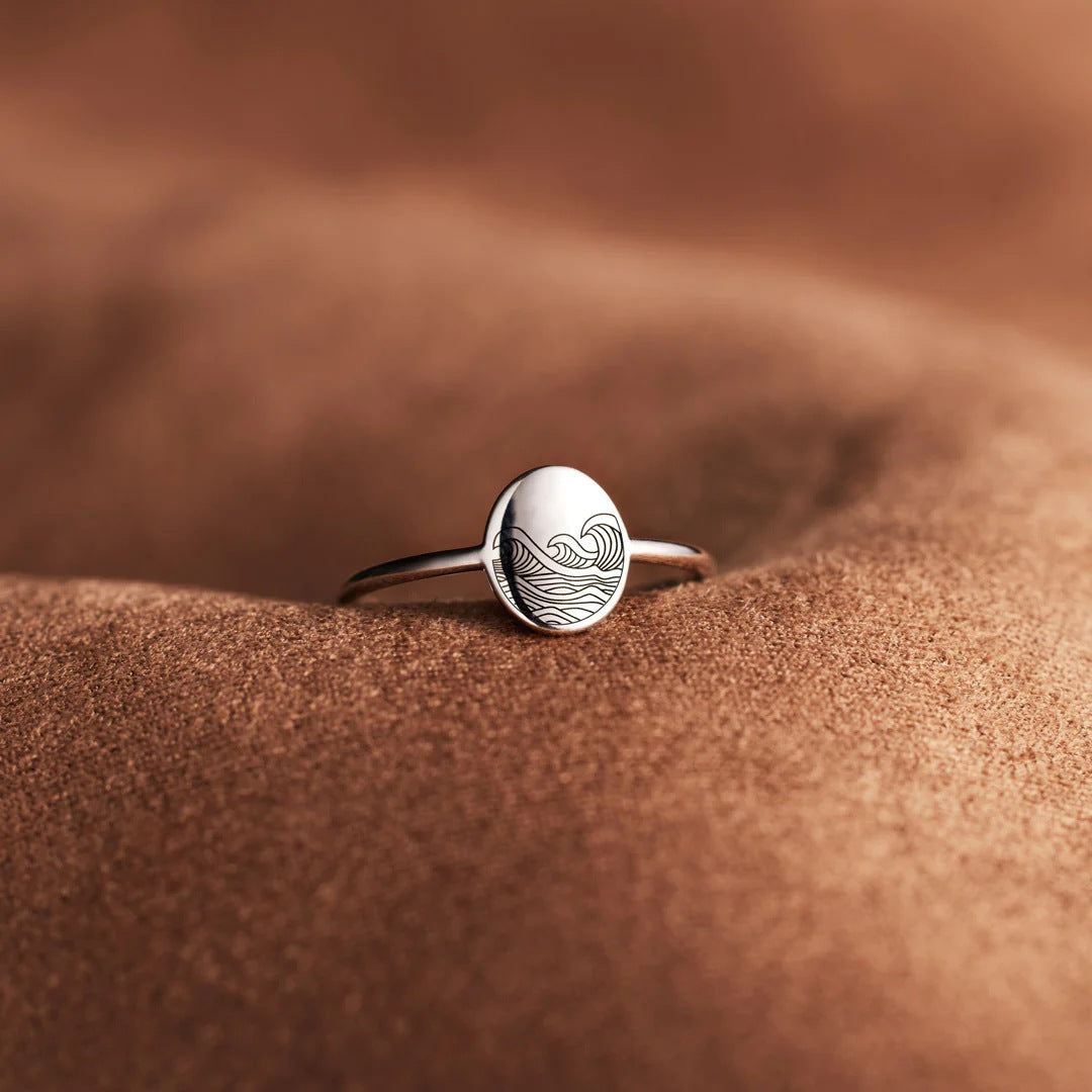 S925 Ocean Swell Silver Ring for Women