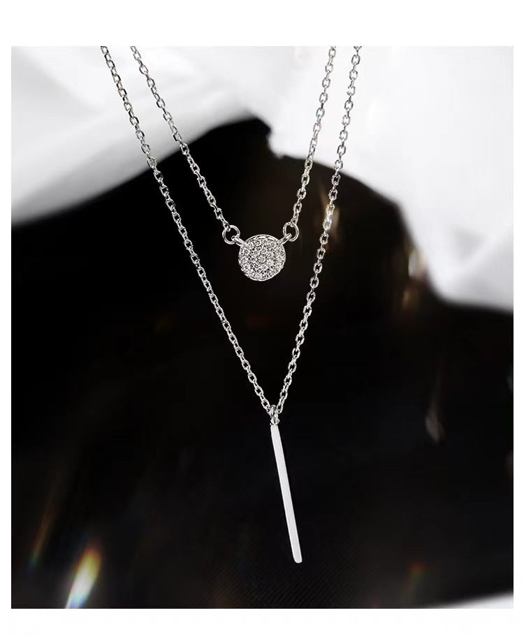 Elegant S925 Silver Dual-Chain Pendant Necklace