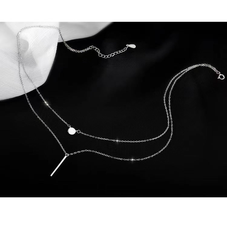 Elegant S925 Silver Dual-Chain Pendant Necklace