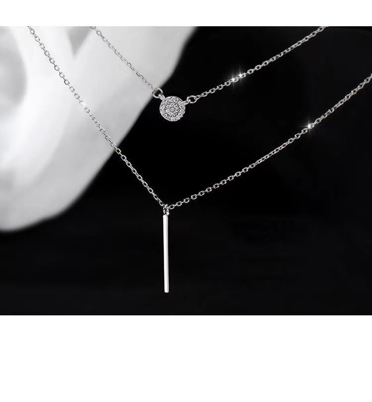 Elegant S925 Silver Dual-Chain Pendant Necklace