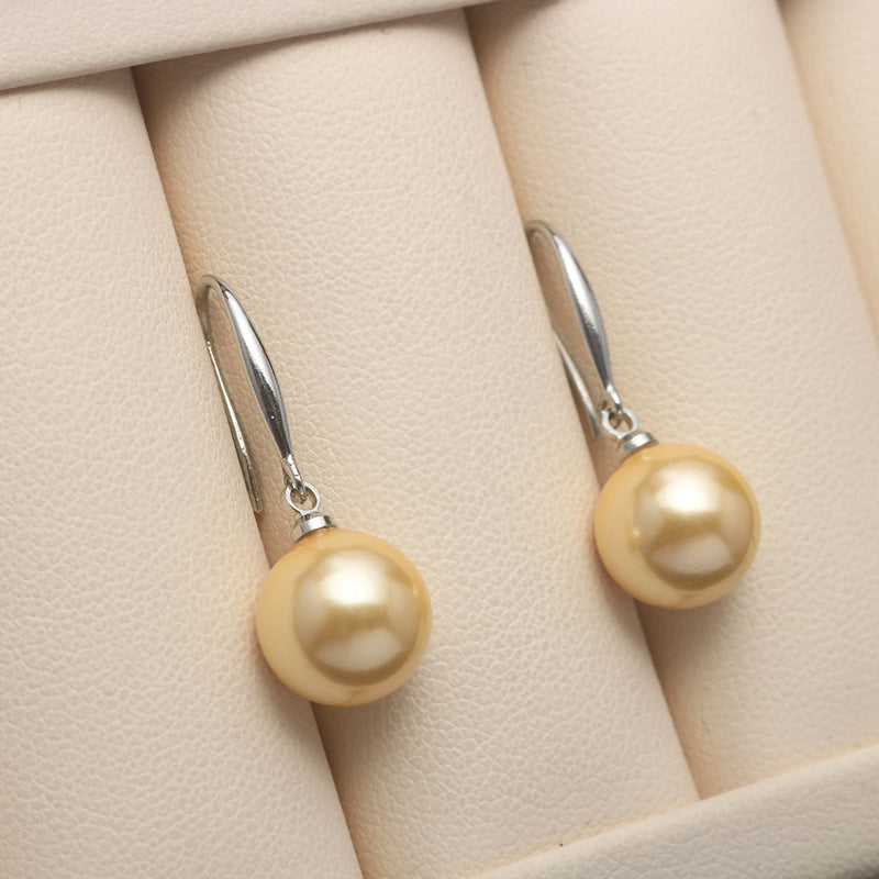 Elegant 925 Silver 10mm Pearl Earrings