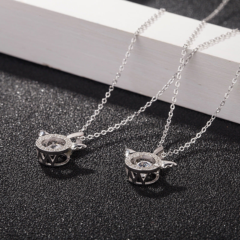 Elegant 925 Silver Angel Heartbeat Necklace