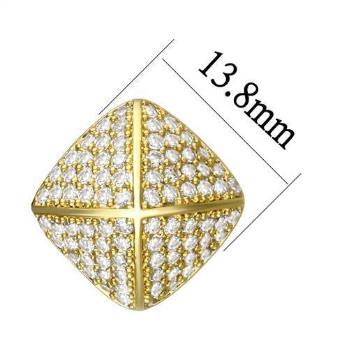 3W1323 - Gold Brass Earrings with AAA Grade CZ in Clear - Silver Whisper