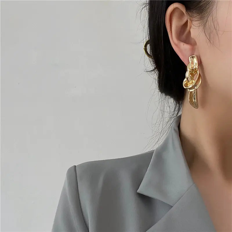 Silver Knot Drop Earrings with 925 Pins