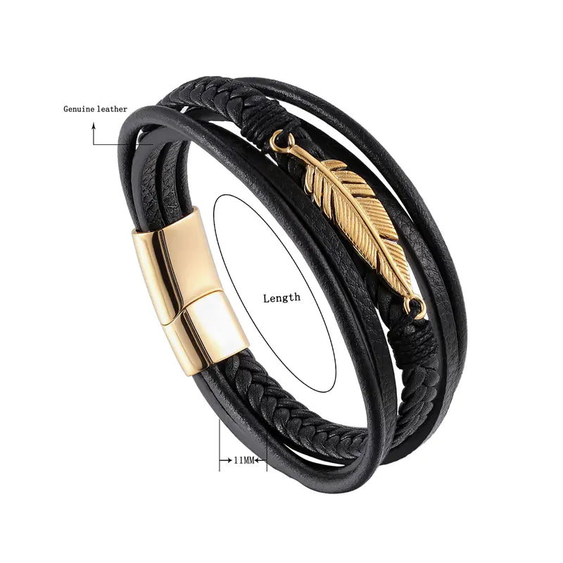 Celestial Wing Leather Bracelet