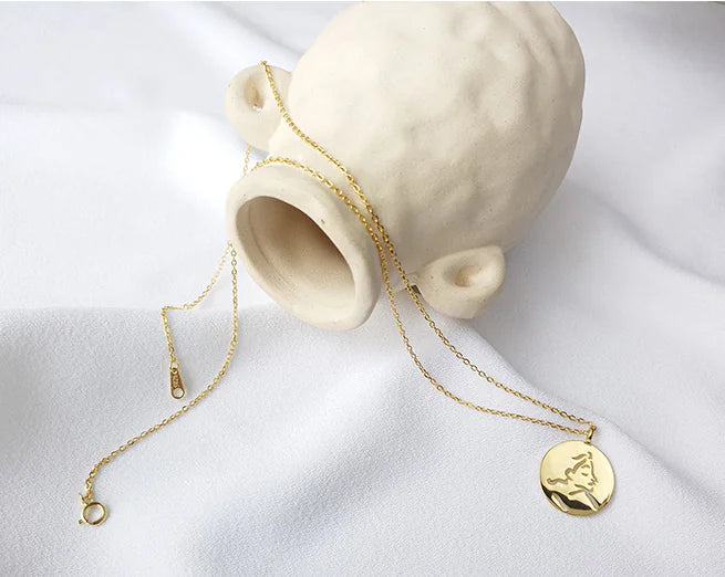 Golden Face Coin Necklace