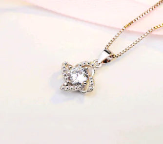 S925 Silver Four-Leaf Clover Charm Necklace