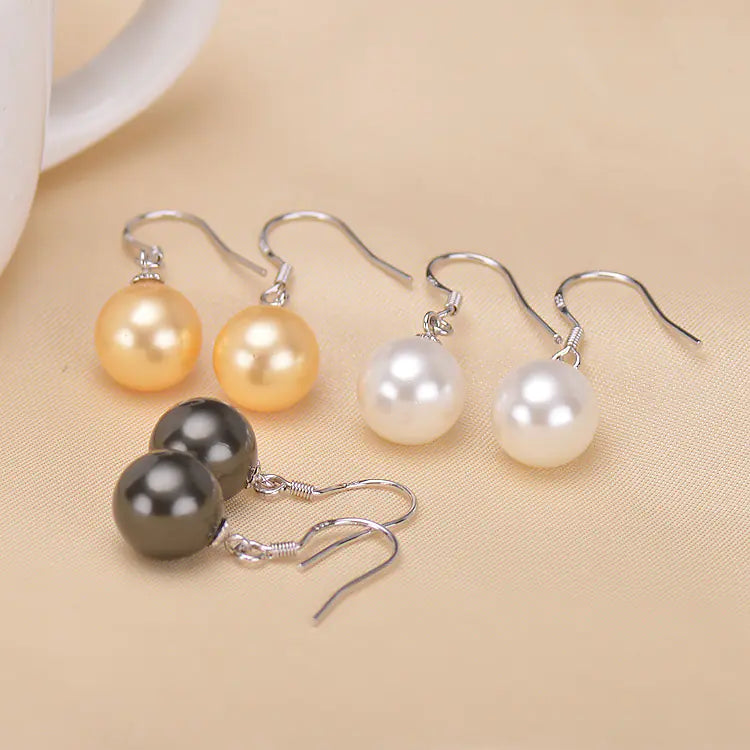 Elegant 925 Silver 10mm Pearl Earrings