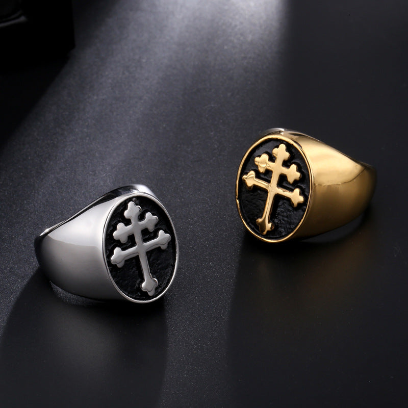 Chic Stainless Steel Cross Ring