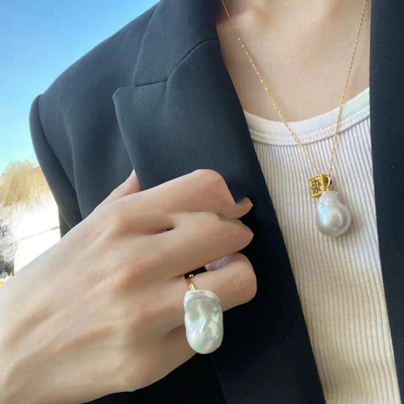 Elegant Baroque Freshwater Pearl Ring