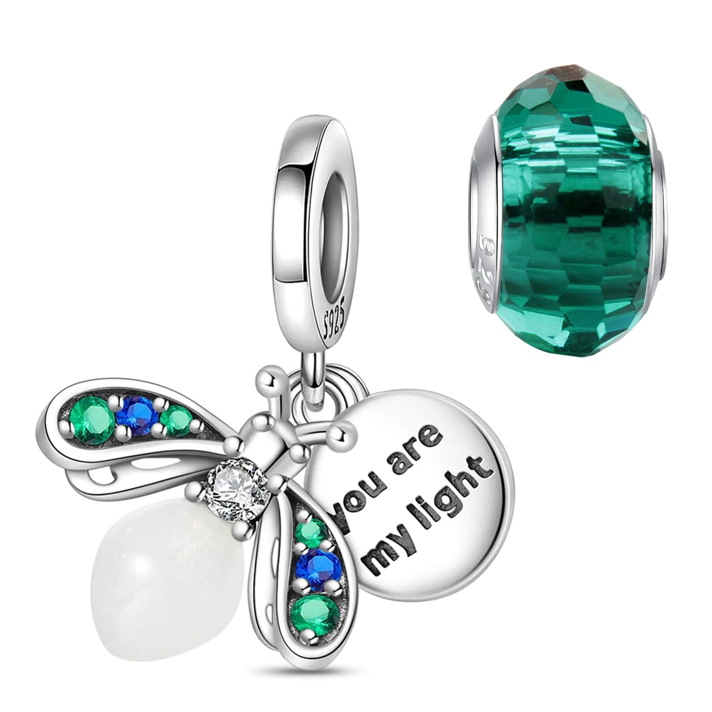 Sterling Silver Evil Eye Charm with Cubic Zirconia