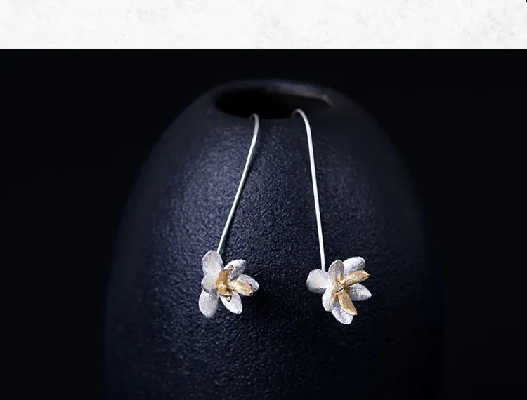 Sterling Silver Floral Charm Earrings