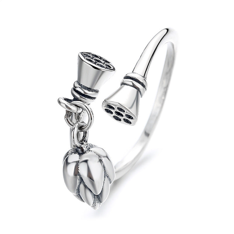 Elegant S925 Lotus Art Ring