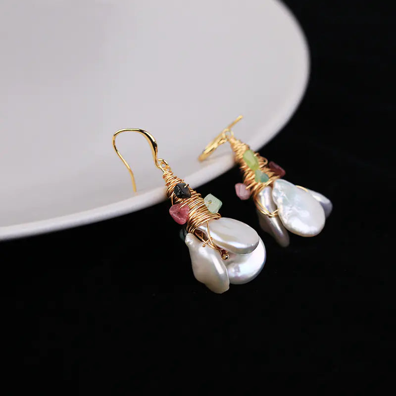 Baroque Pearl & Crystal Charm Earrings