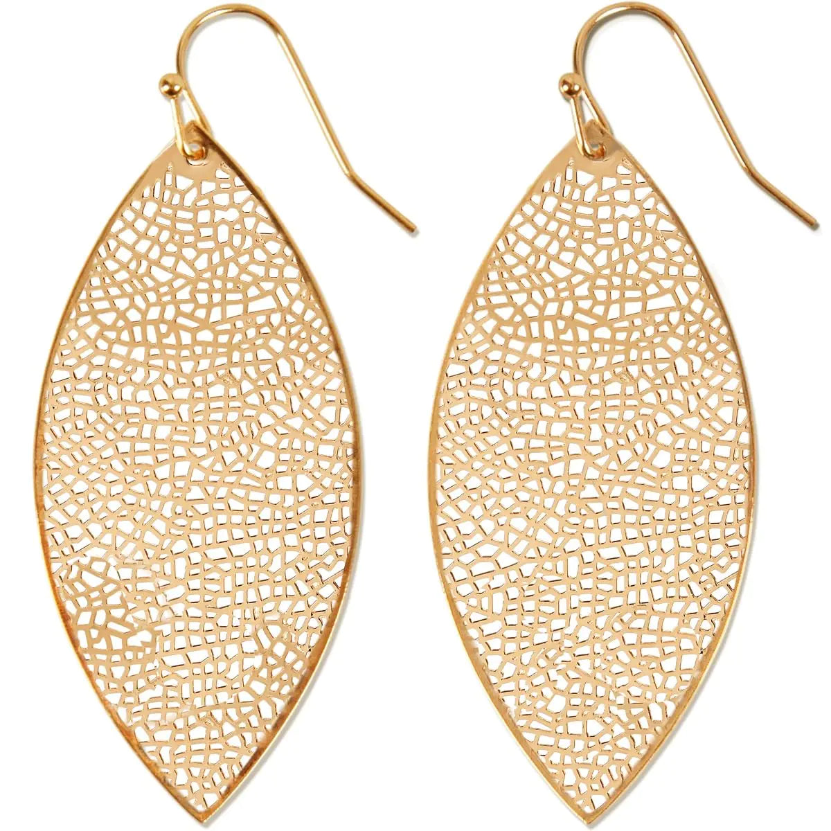 Golden Filigree Leaf Dangle Earrings