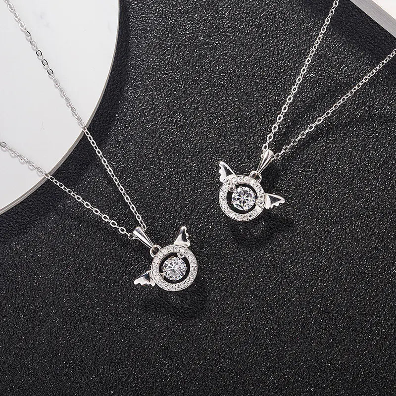 Elegant 925 Silver Angel Heartbeat Necklace