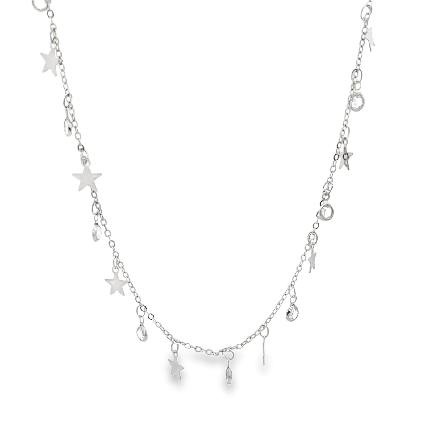 18K Gold Filled Dainty Delicate Choker With Star Charms and Round CZ's (G6)