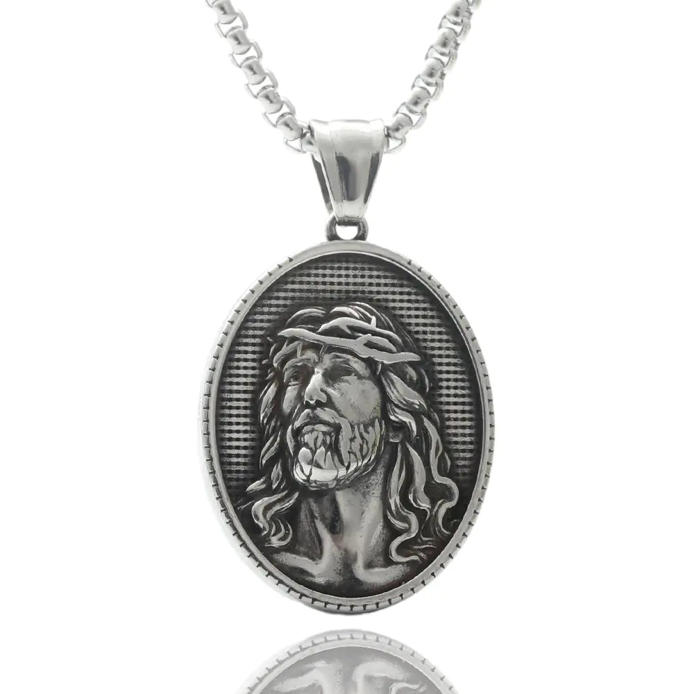 Titanium Punk Portrait Chain Necklace