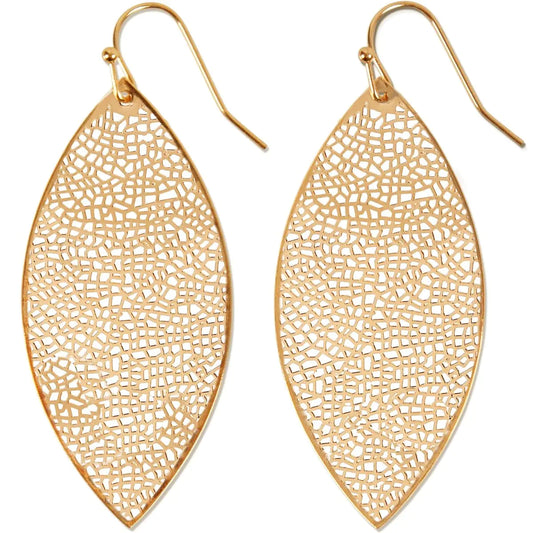 Golden Filigree Leaf Dangle Earrings