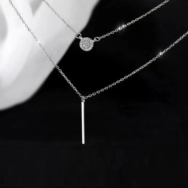 Elegant S925 Silver Dual-Chain Pendant Necklace