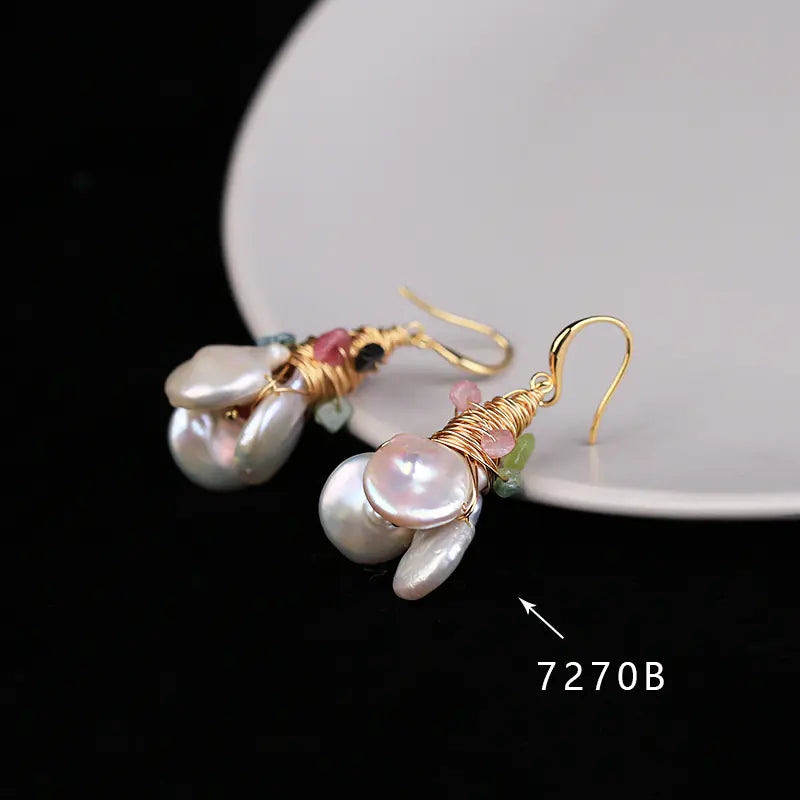 Baroque Pearl & Crystal Charm Earrings