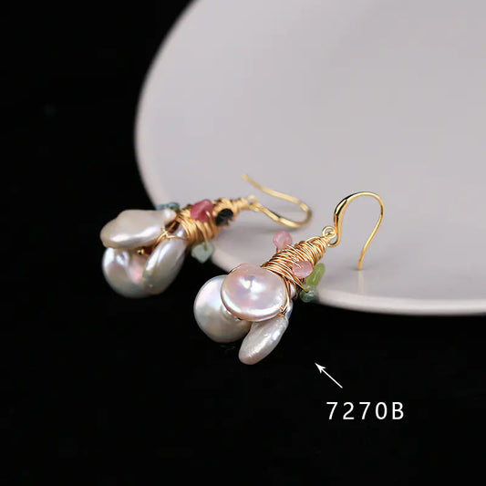 Baroque Pearl & Crystal Charm Earrings